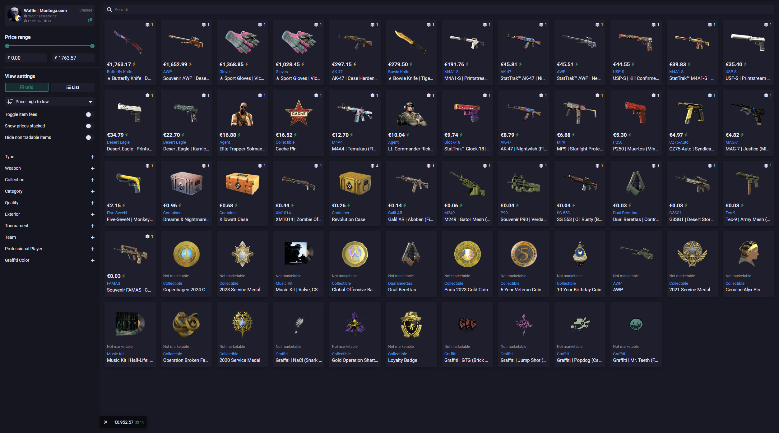 Montuga - Steam inventory value tool